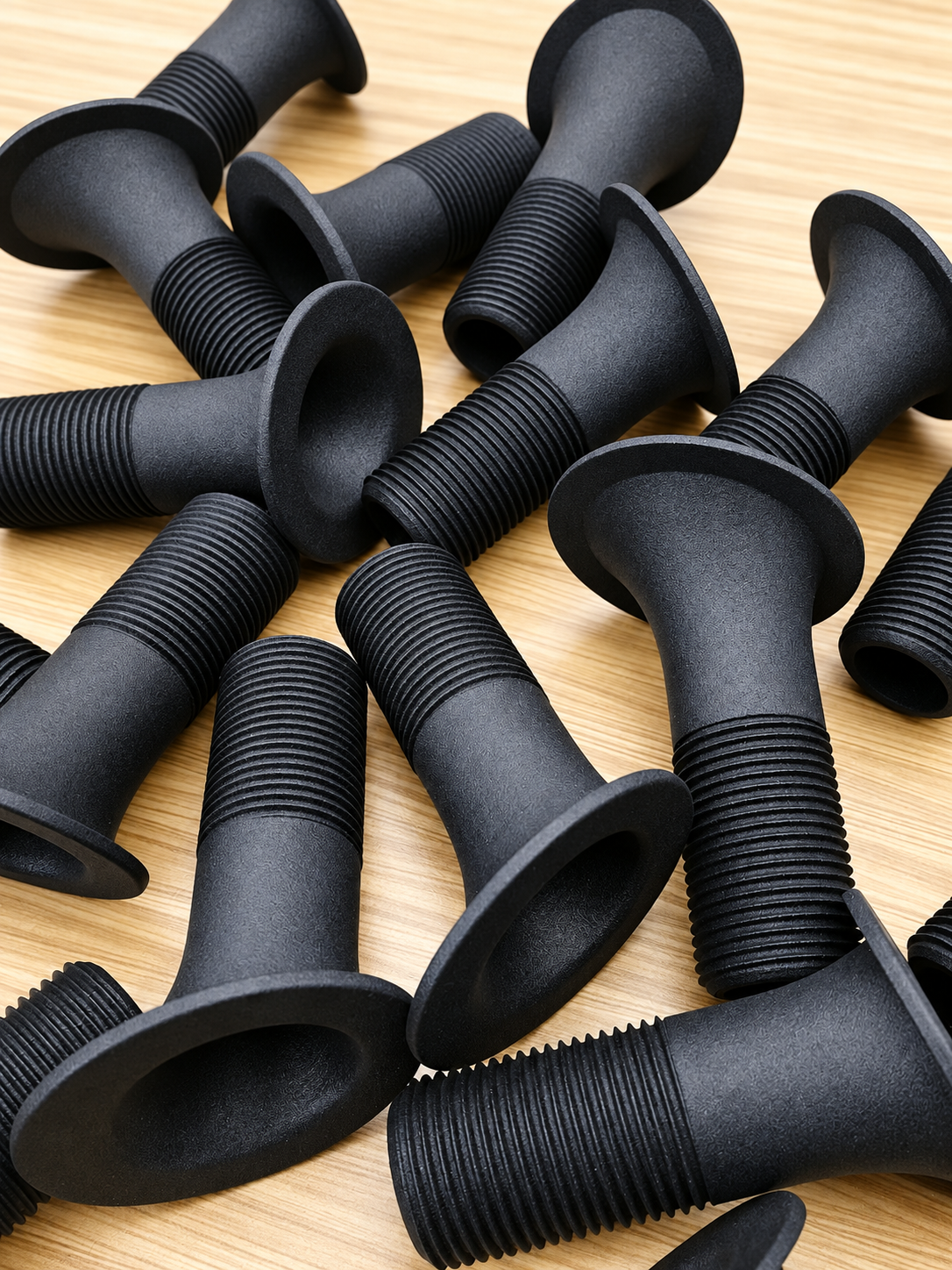 Black nylon 3D printed threaded functional components